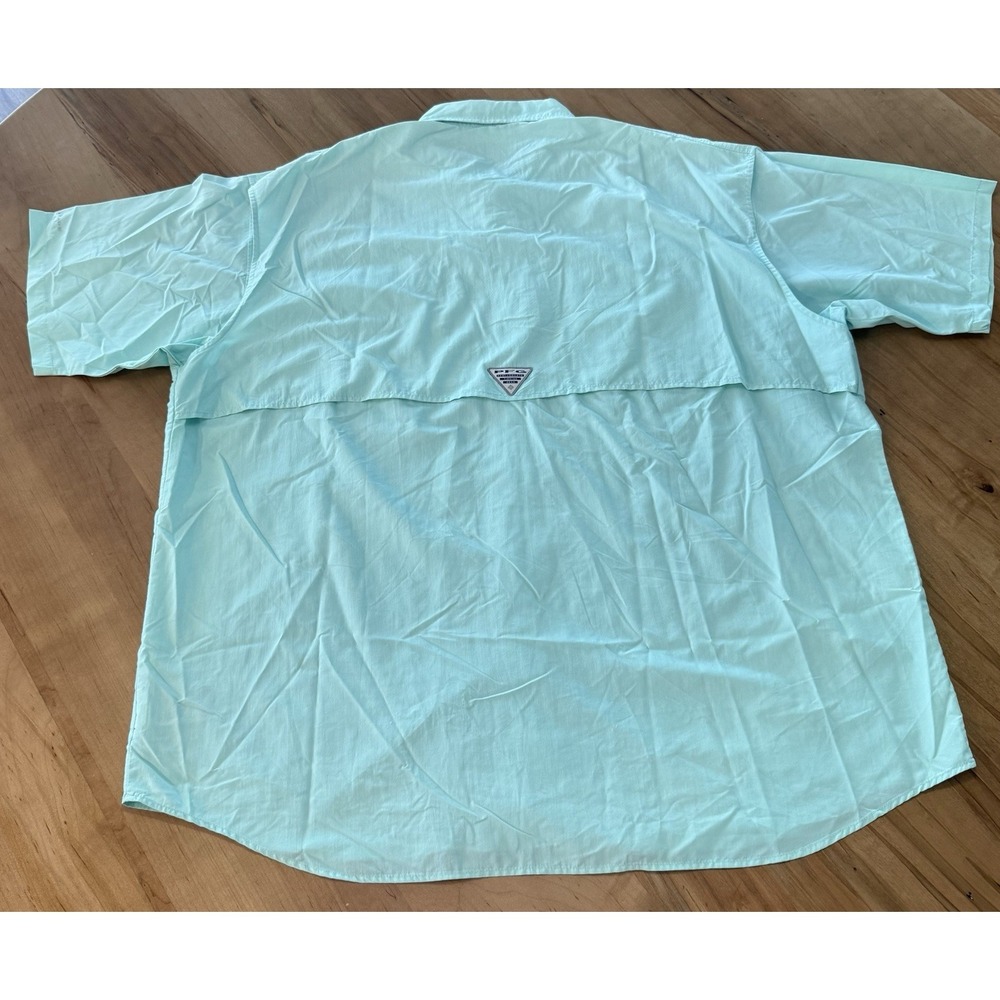 Columbia Fishing Shirt Mens 3XL/3XT PFG Short Sleeve Omni-Shade Mint Green Tee - Picture 2 of 14